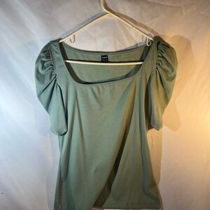 SHEIN Sage Green Puff Sleeve Blouse